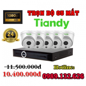 Trọn Bộ 05 Camera Tiandy IP Thông Minh 2.0MP | Full HD 1080P - Bảo Hành 24 Tháng