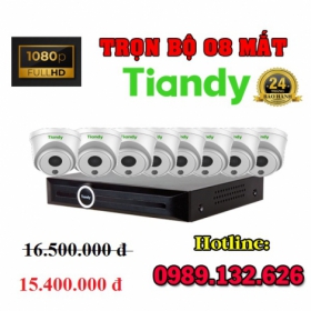 Trọn Bộ 08 Camera Tiandy IP Thông Minh 2.0MP | Full HD 1080P - Bảo Hành 24 Tháng