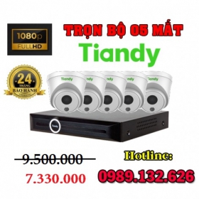 Trọn Bộ 05 Camera Tiandy IP Giá Rẻ 2.0MP | Full HD 1080P - Bảo Hành 24 Tháng