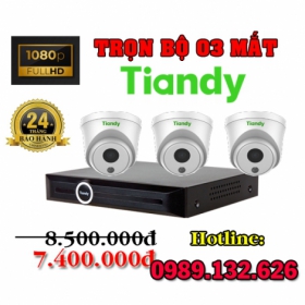 Trọn Bộ 03 Camera Tiandy IP Thông Minh 2.0MP | Full HD 1080P - Bảo Hành 24 Tháng